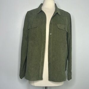 Annaliese green lightweight corduroy buttonfront jacket, size medium  NWOT
